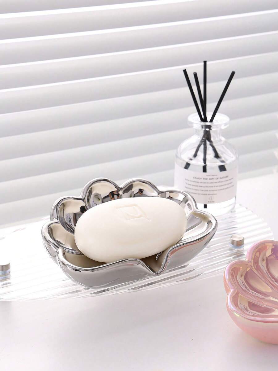 1pc Conch Shape Soap Dish Drainer Tray Soap Holder For Bathroom Kitchen Home, Luxury Minimalist Style Soap Tray Home Bathroom Decor - Multicolor - View 1