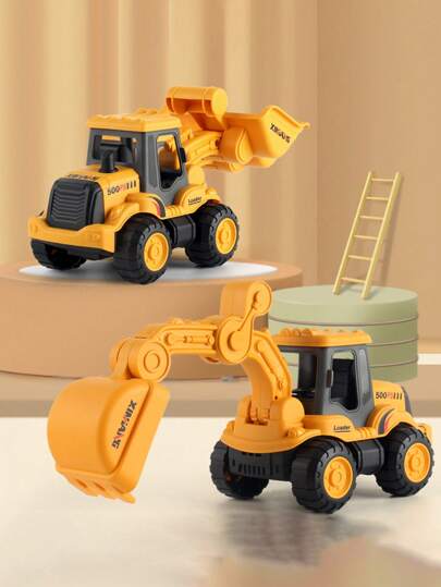 1 pieza Vehículo de juguete Excavadora y Bulldozer para niños, camión de construcción a fricción, regalo para niños y niñas de 3 a 6 años, de vuelta a la escuela