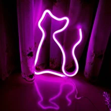 1 szt. Neonowa tablica z kotem, 9,05 x 7,05 cala (ok. 23 x 18 cm), zasilana przez USB/baterię, neonowa tablica LED w kolorze różowym, dekoracja ścienna z kotem do sypialni, na imprezę świąteczną, walentynkową, urodziny, wesele, do domu, na Boże Narodzenie, do baru - Wielokolorowe - Zobacz 6