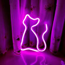 1 szt. Neonowa tablica z kotem, 9,05 x 7,05 cala (ok. 23 x 18 cm), zasilana przez USB/baterię, neonowa tablica LED w kolorze różowym, dekoracja ścienna z kotem do sypialni, na imprezę świąteczną, walentynkową, urodziny, wesele, do domu, na Boże Narodzenie, do baru - Wielokolorowe - Zobacz 8