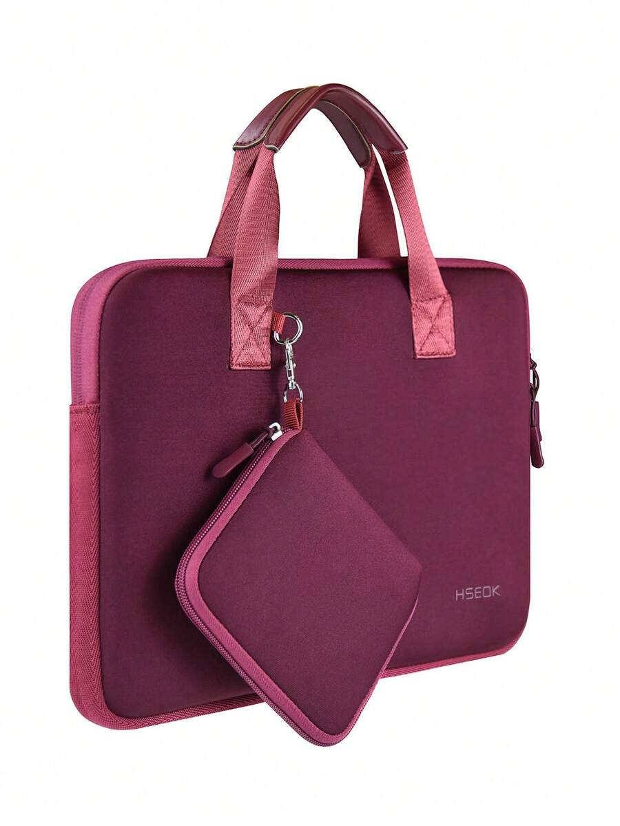 Elastic Laptop Sleeve 12.9-13 Inch Briefcase, Waterproof Laptop Carrying Bag With Handle And Small Case,Multiple Colour - Burgundy - View 1