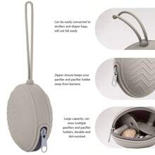 PopLittleOne 1pc Baby Silicone Pacifier Holder 100% Baby Soft Silicone Container Box Pacifier Case Pouch For Newborns Accessories - Light Grey - View 5