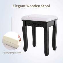 Vanity Table,Makeup Dressing Table With Oval Mirror,Bedroom Vanity Set W/Cushioned Stool 4 Drawers Women Girls Kids Blac - 黑色 - 查看 6