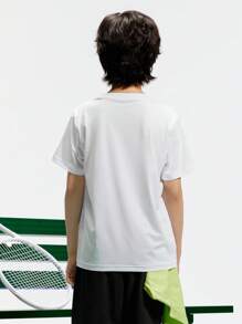 Balabala 兒童T恤 2024新款 男童女童夏季運動上衣 短袖 速乾 - 白色 - 查看 3