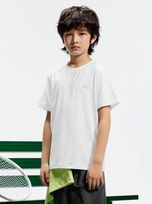 Balabala 兒童T恤 2024新款 男童女童夏季運動上衣 短袖 速乾 - 白色 - 查看 2