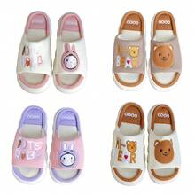 Pantunflas de casa de mujer, Chanclas comodas y suaves de tela. Diseño 3D Conejo y oso - Blanco marrón - Ver 6