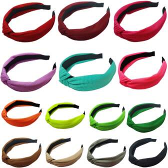 1 pieza Diadema de mujer de un solo color efecto waffle en color caramelo, con diseño de nudo, accesorio de pelo sencillo para festivales y uso diario, diadema, diadema