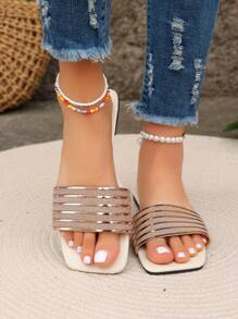 Women's Plus Size Flat Sandals, Fashionable Casual Open Toe Slipper For Outdoor