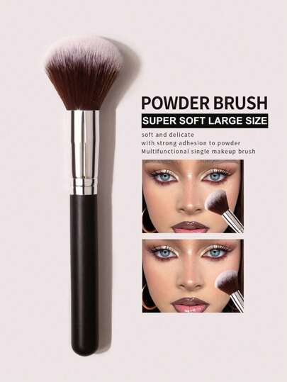1支专业奢华大号蓬松黑色散粉/腮红刷，多功能面部化妆刷，可用于涂抹散粉、修容粉、腮红、粉底、遮瑕、轮廓、修容、散粉、粉底、腮红等。