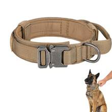 1件大型犬用頸圈及牽引繩,德國牧羊犬戶外訓練專用尼龍頸圈,附設厚拉力牽引,寵物頸環 - 棕色 - 查看 4