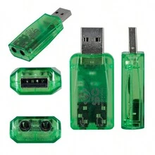 Tarjeta De Sonido USB Externa Audio 5.1 3.5mm Compatible Con PC, Laptop Y PS5 Placa De Sonido USB Portátil - Verde - Ver 1