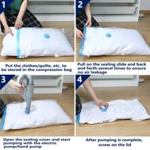 15 件装组合真空收纳袋带旅行泵节省空间的袋子压缩收纳袋适用于棉被和毯子，真空密封袋适用于衣物收纳家庭旅行收纳袋