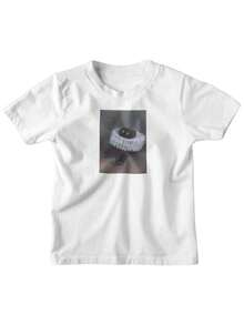 camisa estampado de gato asustado meme unisex/urbana - Blanco - Ver 2