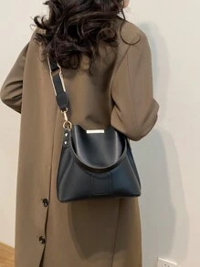 New Fashion Niche, Western Style, Casual Versatile Bucket Bag, Retro Classic, High-End Quality, Shoulder Strap Design, Women's Handbag, Can Be Worn As Shoulder Bag Or Crossbody, Suitable For Work, Commute, Dates, Shopping And Other Occasions, Refined Urban Daily Bag. - Black - View 6