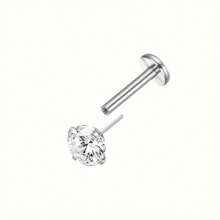 ORAZIO 1 件 16G 正向唇钉耳钉耳环女士无螺纹推入式唇环耳屏美杜莎海螺梦露穿孔珠宝 - 鋼色 - 查看 14