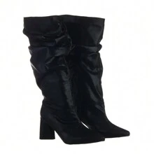 Women Knee-High Boots - 黑色 - 查看 1