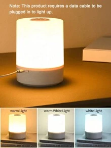 1pc Touch Control Warm Light Bedside Lamp, Eye-Caring LED Night Light, USB Powered/Rechargeable, 2 Power Supply Modes, Sleep Light, Nursing Light - White - View 10