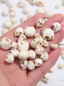 beadia 6/8/10 毫米骷髅形白纹石绿松石散珠适用于制作珠宝 DIY 手链和项链