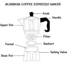 1 Stück Espressokocher für Herd, geeignet für klassischen italienischen und kubanischen Kaffee, passend für 3-6 Tassen, für Café/Restaurant Verwendung, Schulanfang