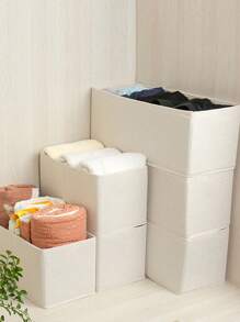 Pack Of 1, White Fabric Uncompartmentalized Storage Box, Linen Pinch Storage, Clothes Organizer, Wardrobe Clothes Pants Layered Storage Decorations Decor Festival Decor Room Decor Home Decor Decor Bedroom Decorbedroom,Organizer,Organiser,Home Storage,White T Shirt Women,Black Pants Women,Ladies Winter Clothes,Dress,Winter Clothes For Ladies,Elegant Woman Dresses,White Shirt For Ladies,Long Sleeve,White Jumpsuit For Women,Spring Dresses For Women,Spring Outfits For Women,Spring,Spring Clothes,Minimalist,Summer Tops - White - View 6