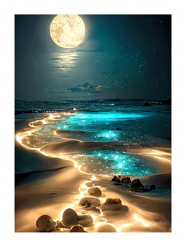 Rompecabezas de madera con forma asimétrica de la luna en la playa, diseñado para adultos, pintura decorativa de rompecabezas de madera, regalo para el Día de San Valentín, Día del Maestro, Navidad, rompecabezas