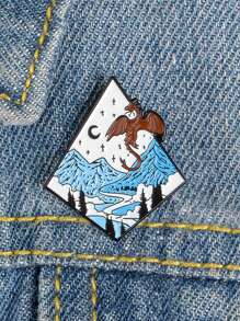 1個山峰＆星星＆月亮主題的個性化搪瓷胸針,適合衣服、袋子、牛仔外套上的胸章 - 彩色 - 查看 2