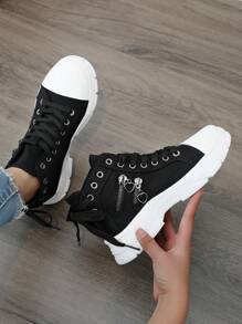 Zapatos casuales para mujer de talla 35-45, todo el año, con suela gruesa que aumenta la altura, diseño transpirable y cómodo, cierre de cordones, estilo de moda, versátil y ligero, adecuado para deportes y uso diario