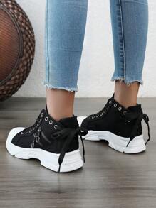 Zapatos casuales para mujer de talla 35-45, todo el año, con suela gruesa que aumenta la altura, diseño transpirable y cómodo, cierre de cordones, estilo de moda, versátil y ligero, adecuado para deportes y uso diario
