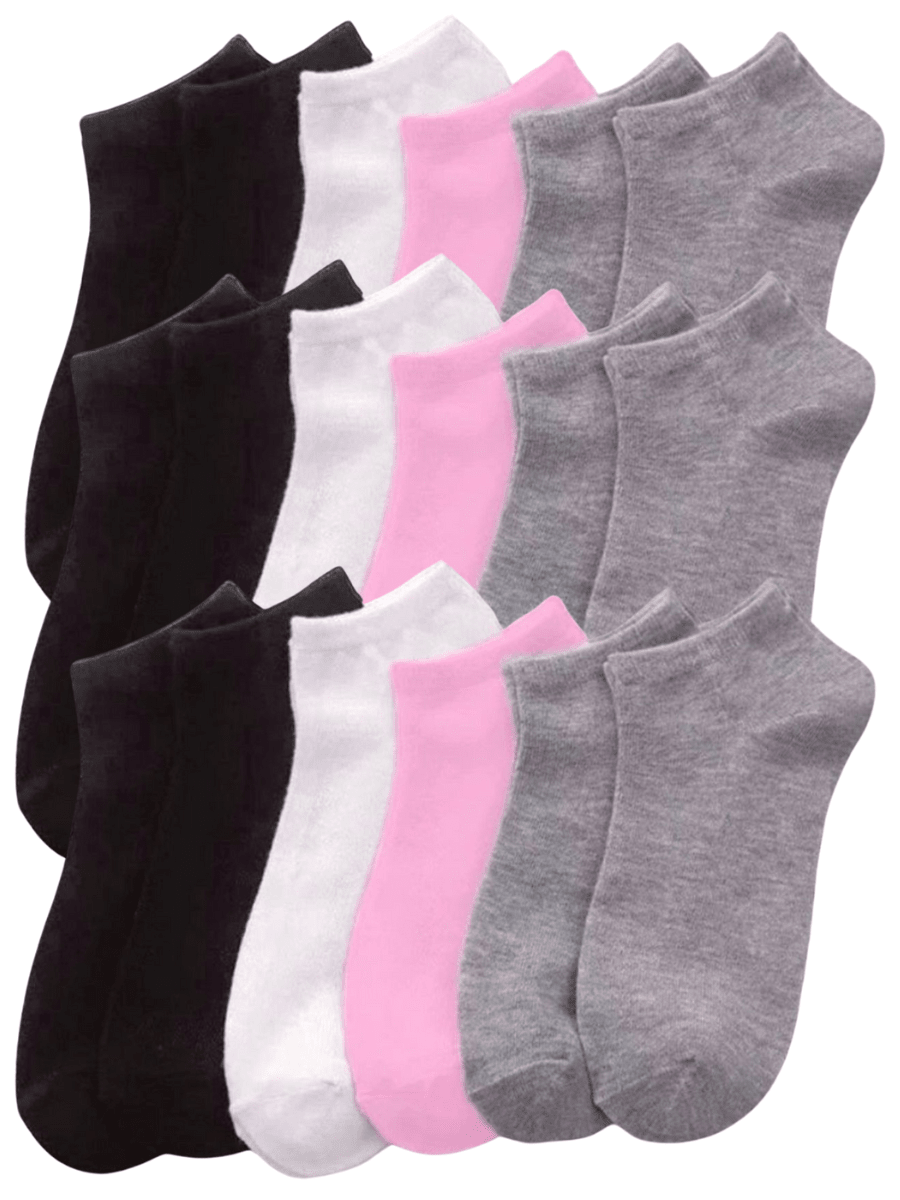 Kit Meias 06 Pares Soquete Cano Curto Sem Estampa Feminina