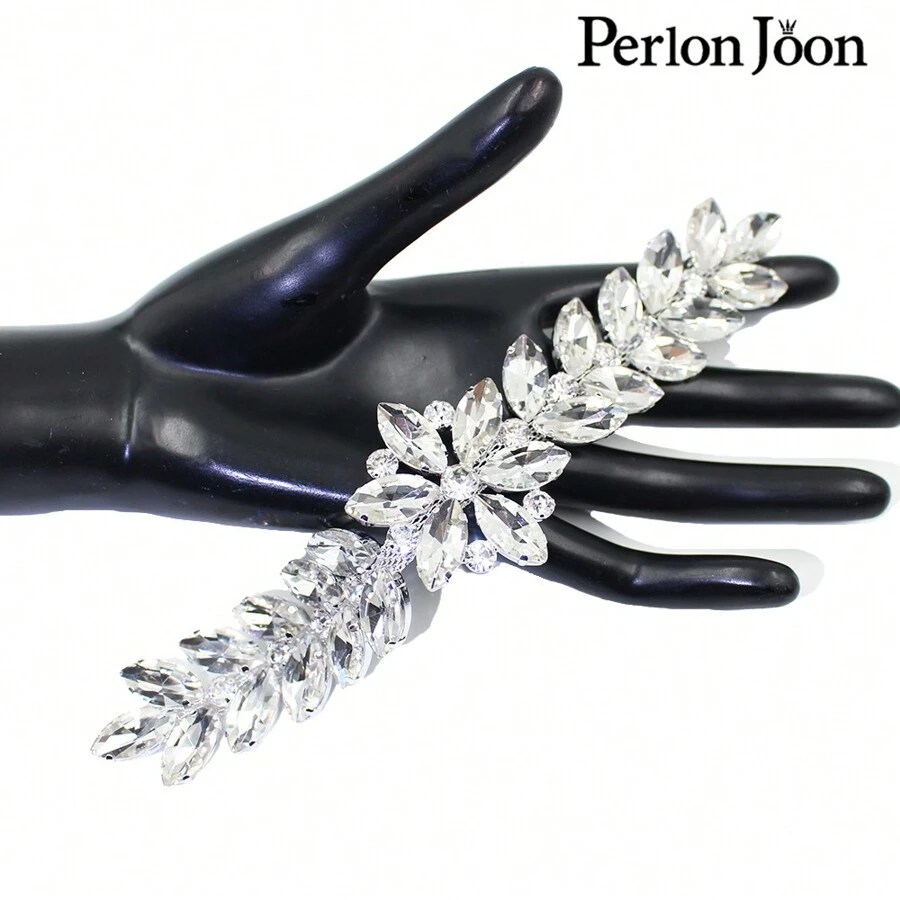 Perlon Joon زينة بلمعة الكريستال الزجاجية 1قطعة، زخرفة كريستال سيلفر Ab للخياطة وتزيين الملابس والأحذية