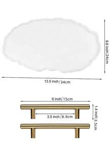 1 pièce Moule en silicone et résine de forme ovale asymétrique pour l'artisanat de résine DIY, avec 2 poignées en métal. Moule de coulée d'époxy, support de plateau de bijoux, décoration d'intérieur - Blanc - Voir 4