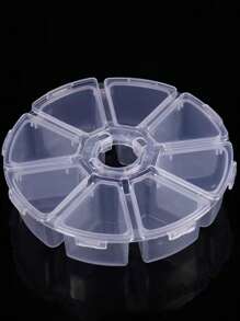 1 pieza Caja organizadora de plástico con 8 compartimientos de forma redonda, organizador de escritorio para accesorios de joyería de plástico, pasadores de pelo, organizador de maquillaje - Blanco - Ver 1