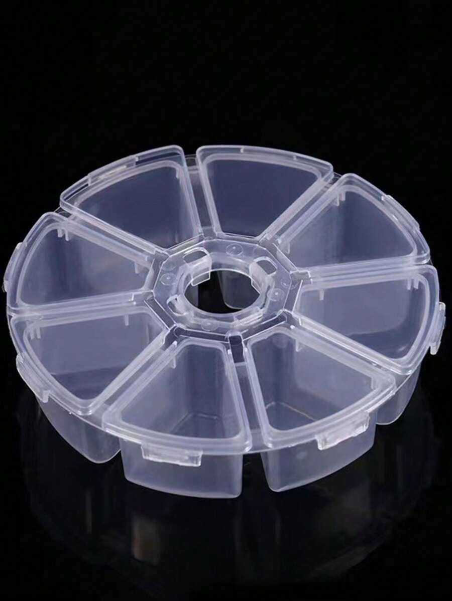1 pieza Caja organizadora de plástico con 8 compartimientos de forma redonda, organizador de escritorio para accesorios de joyería de plástico, pasadores de pelo, organizador de maquillaje - Blanco - Ver 1