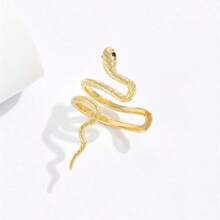 1pc Snake Shaped Ear Cuff & Stud For Non-Pierced Ears, Women's Creative Animal Design, 3d Serpentine Ear Hook - Gold - View 10