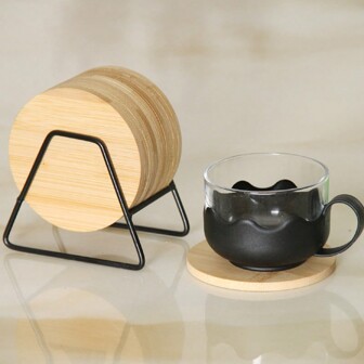 11pcs Bamboo Coasters Insulation Mat Wooden Tabletop Decoration Non-Slip Tea Cup Mat