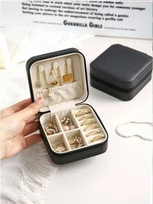 1入珠寶收納盒,珠寶整理盒,pu皮革禮品盒,適用於戒指,耳環,項鍊,手鍊,指甲油,化妝品,家居和旅行 - 彩色 - 查看 8