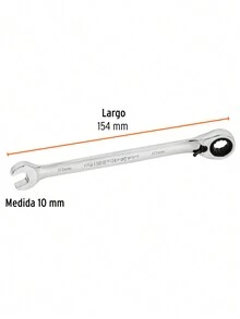 Llave combinada matraca reversible 10mmx154 mm largo - Plateado - Ver 3