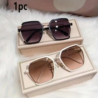 1 pieza Gafas de moda con media montura de metal, sensación elegante para conducir, ropa de calle, , viaje