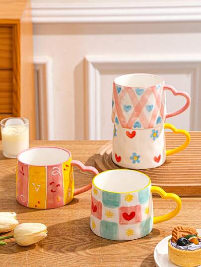 1pc New Ceramic Mug Cup Creative Household Office Gift Personalized Hand-Painted Cup