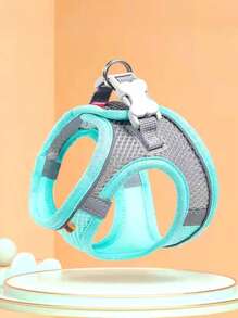 1pc Breathable Reflective Plaid Edge Chest & Back Traction Rope Harness Set, Suitable For Indoor And Outdoor Use, For Dogs And Cats - Multicolor - View 1