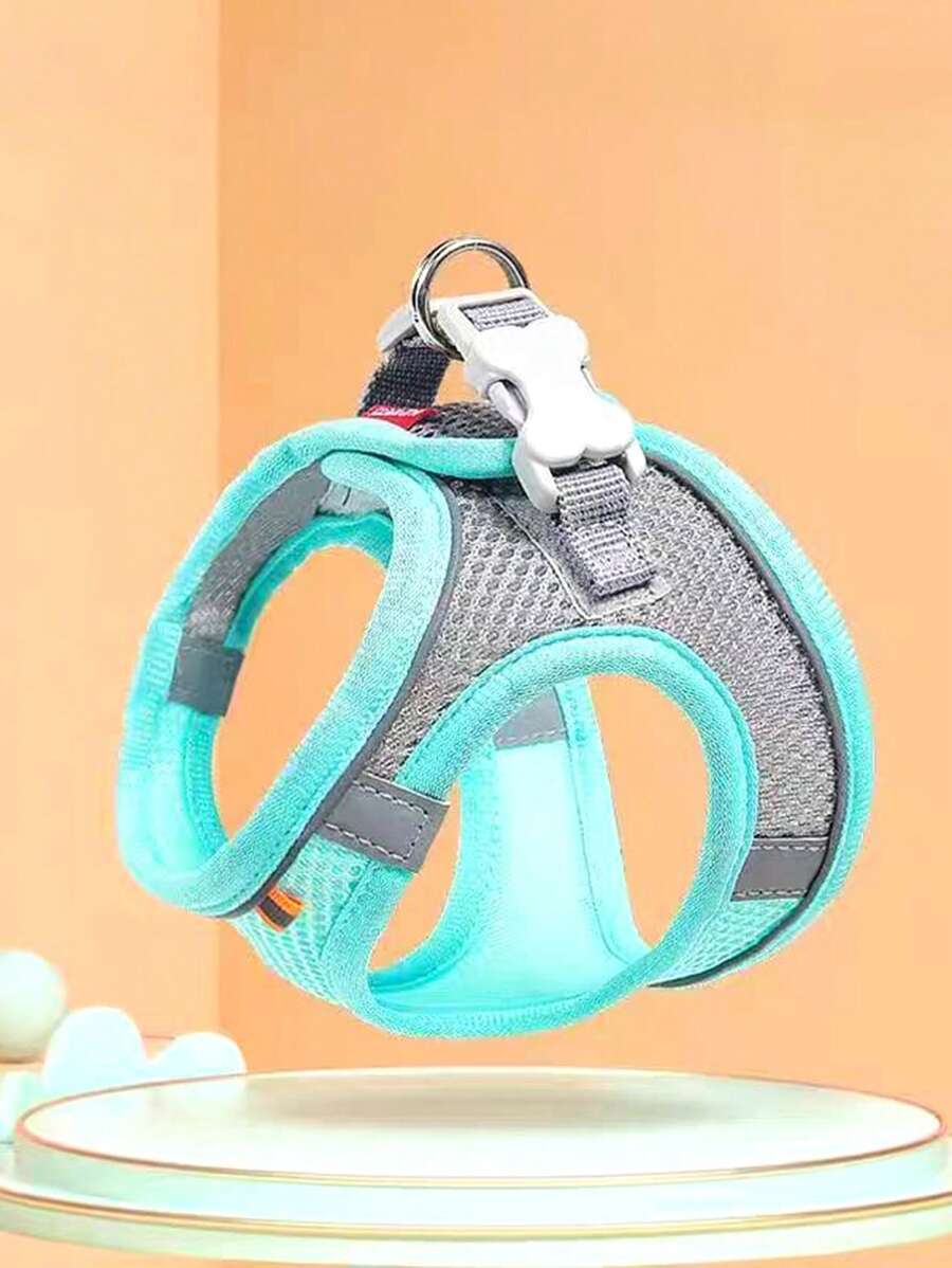 1pc Breathable Reflective Plaid Edge Chest & Back Traction Rope Harness Set, Suitable For Indoor And Outdoor Use, For Dogs And Cats - Multicolor - View 1