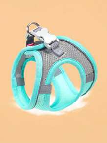 1pc Breathable Reflective Plaid Edge Chest & Back Traction Rope Harness Set, Suitable For Indoor And Outdoor Use, For Dogs And Cats - Multicolor - View 4