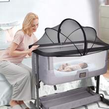 Beberoad Baby Beside Crib Co-Sleeper Mosquito Net Cover For Travel Cot Bassinet Bedside Sleeper, Insect Cat Net Zipper Mosquito Net For Baby Crib Co-Sleeping Bed - Black - View 2