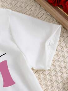 Tween T-shirt met korte mouwen en korte broek voor meisjes met letterpatroon en print