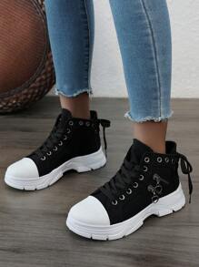 Zapatos casuales para mujer de talla 35-45, todo el año, con suela gruesa que aumenta la altura, diseño transpirable y cómodo, cierre de cordones, estilo de moda, versátil y ligero, adecuado para deportes y uso diario