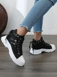 Zapatos casuales para mujer de talla 35-45, todo el año, con suela gruesa que aumenta la altura, diseño transpirable y cómodo, cierre de cordones, estilo de moda, versátil y ligero, adecuado para deportes y uso diario