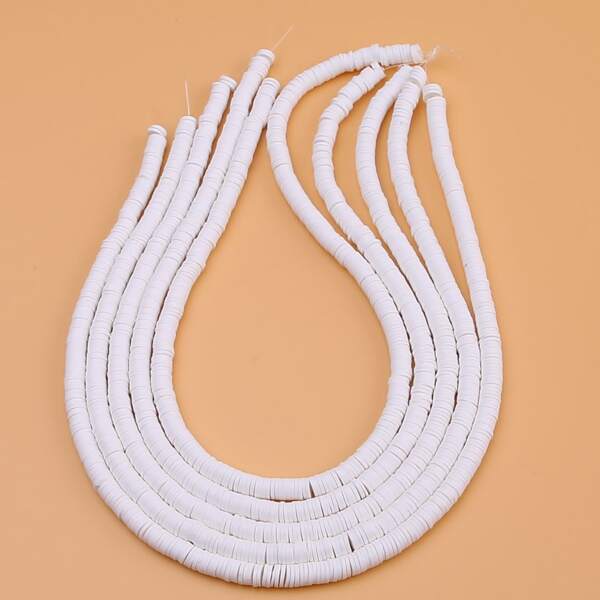 5 سلاسل 6 مللي متر الأبيض بوليمر كلاي الخرز DIY مجوهرات الإكسسوار