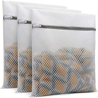Set Of 3 Durable Honeycomb Mesh Laundry Bags, Travel Storage Organizers, Suitable For Washing Clothing, Shirts, Bras, Socks, Stockings, And Underwear.