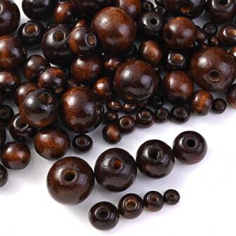 10-300入組6/8/10/12/14/16/18/20mm木製散珠,天然原木珠子,適用於製作古典特色手鐲、項鍊、耳環、鑰匙扣等diy首飾