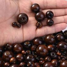 10-300入組6/8/10/12/14/16/18/20mm木製散珠,天然原木珠子,適用於製作古典特色手鐲、項鍊、耳環、鑰匙扣等diy首飾 - 咖啡棕 - 查看 2